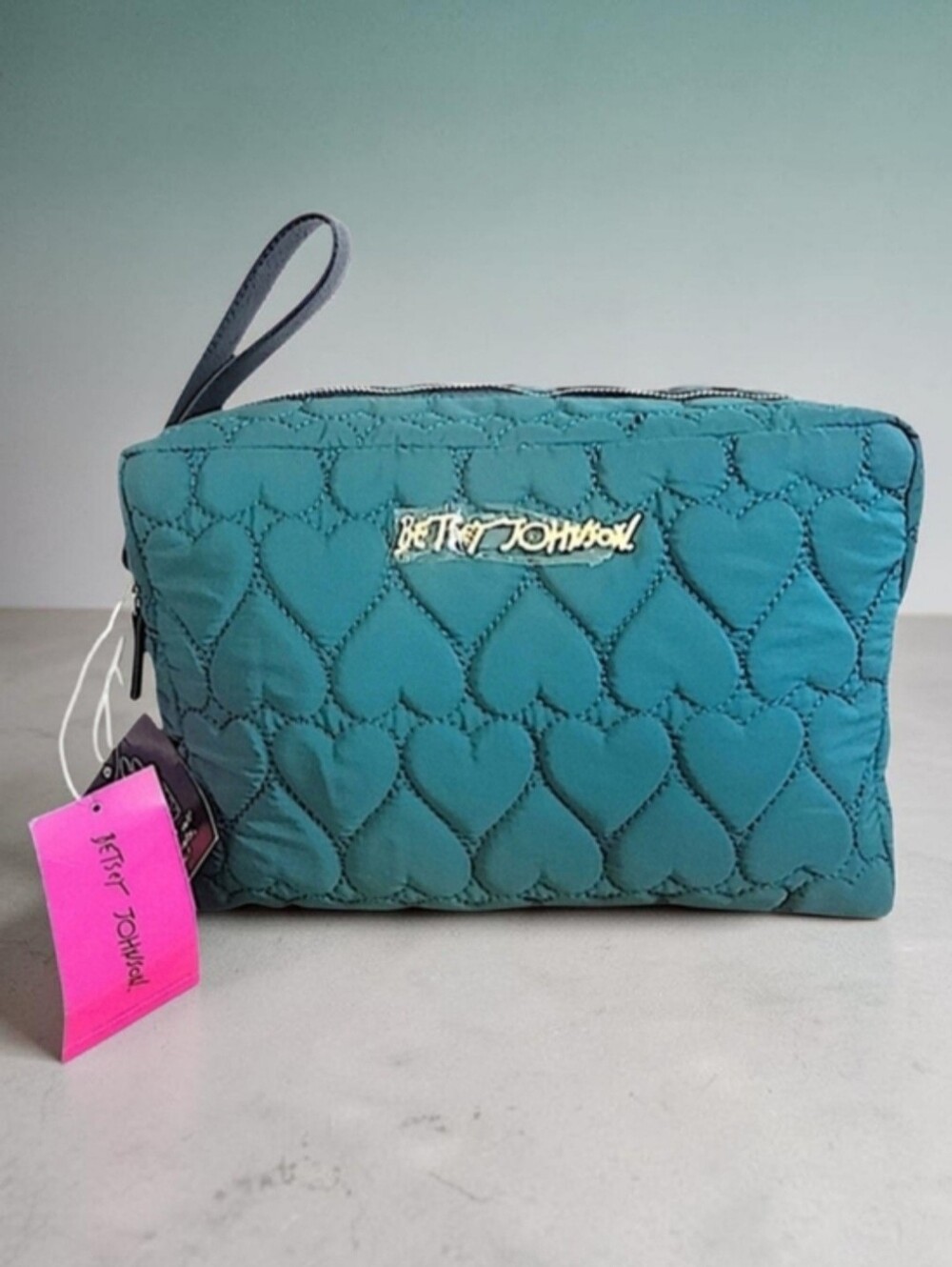 Betsey Johnson Teal Quilted Hearts Weekender
